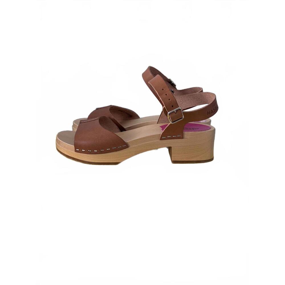 Swedish Hasbeens Tina Sandals Clogs Tan Size 6/36 New